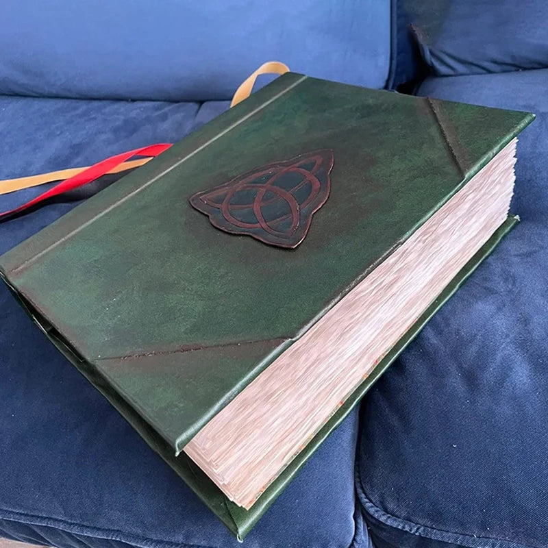 Book of Shadows Journal – Green Cover Bound Blank & Lined, 350 Pages for Spells & Records, Retro Gift Spellbook