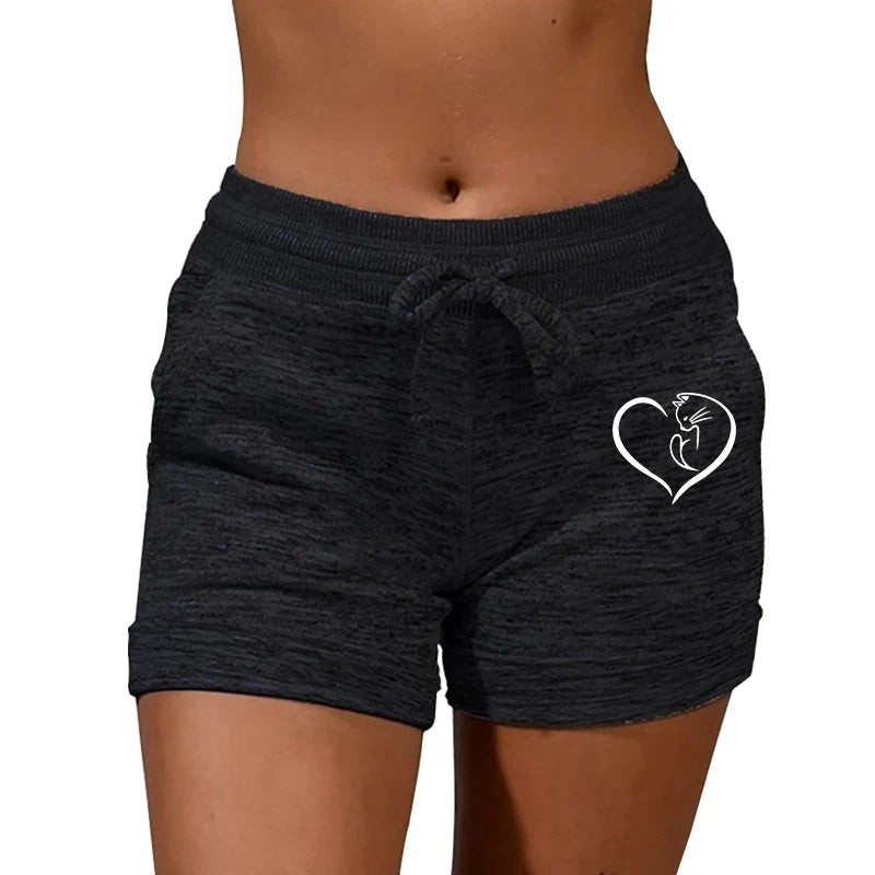 Summer Women’s High Waist Elastic Printed Shorts — Casual Sport Fitness Running Oversize Sweatpants