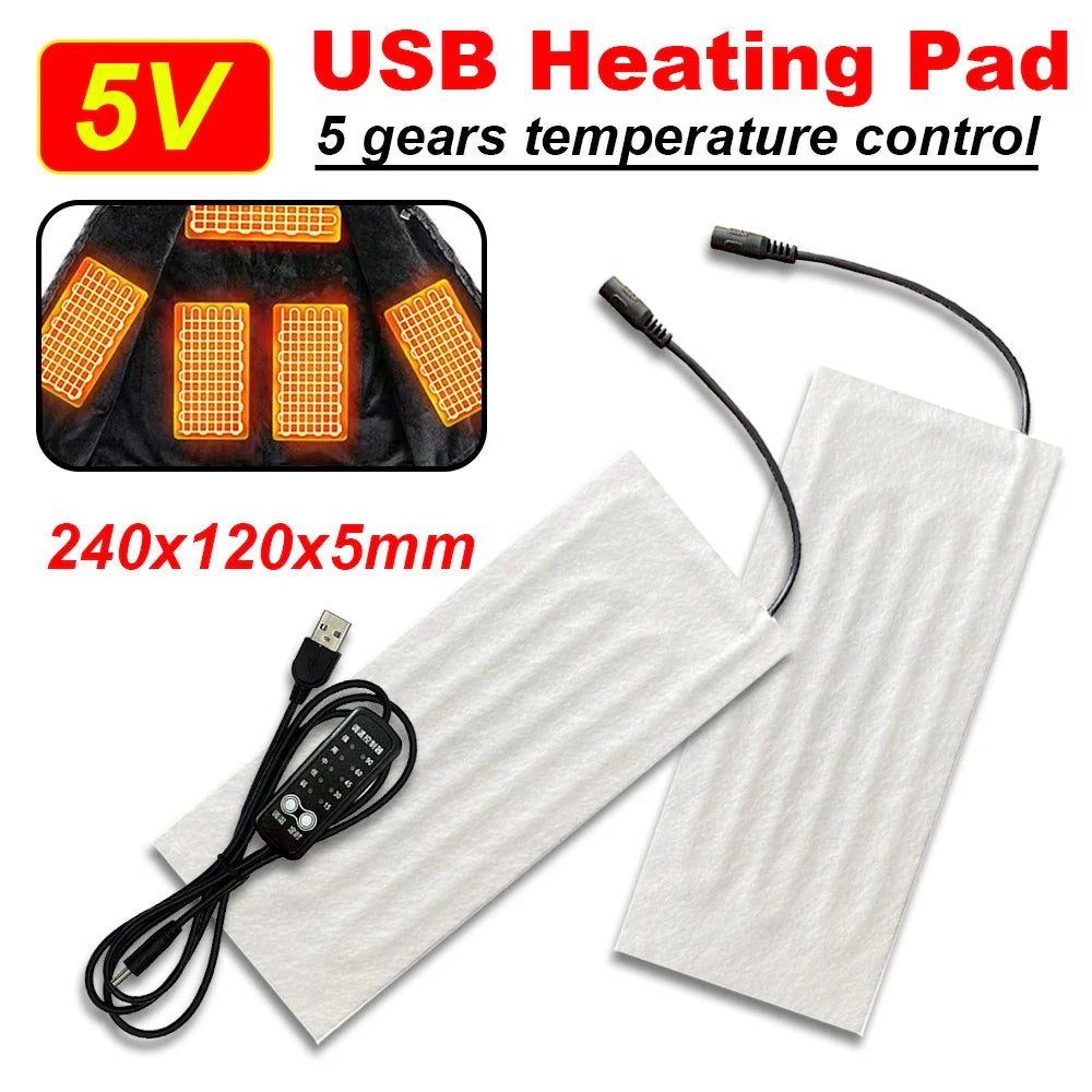 USB 5V Electric Heating Pad - Warm Paste Film for Cervical, Clothes, Vest, Jacket, Shoes & Socks