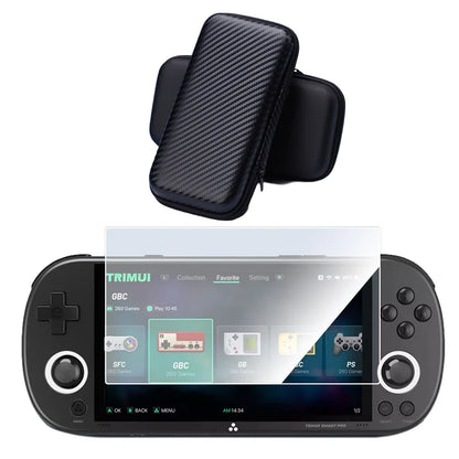 Trimui Smart Pro Hard Carrying Case with 9H Tempered Glass Screen Protector – Protective Bag for Handheld Game Console