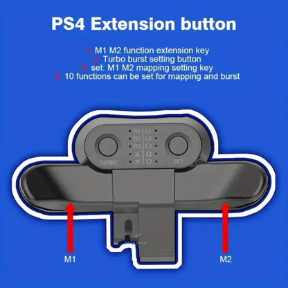 PS4 DualShock Gamepad Rear Extension Key Adapter — Turbo Back Button Attachment for PS4 Controller Accessories
