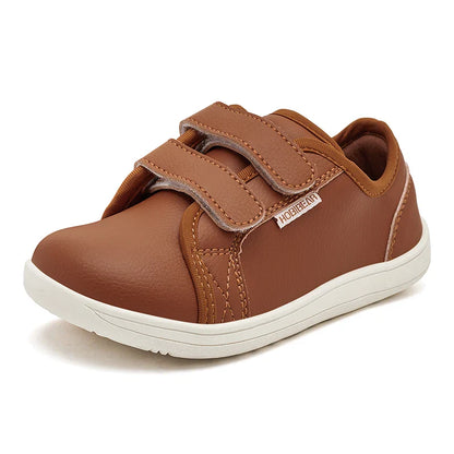 HOBIBEAR Kids Barefoot Shoes – Wide Toe Minimalist Lightweight Sneakers with Hook & Loop Artificial Leather for Boys and Girls