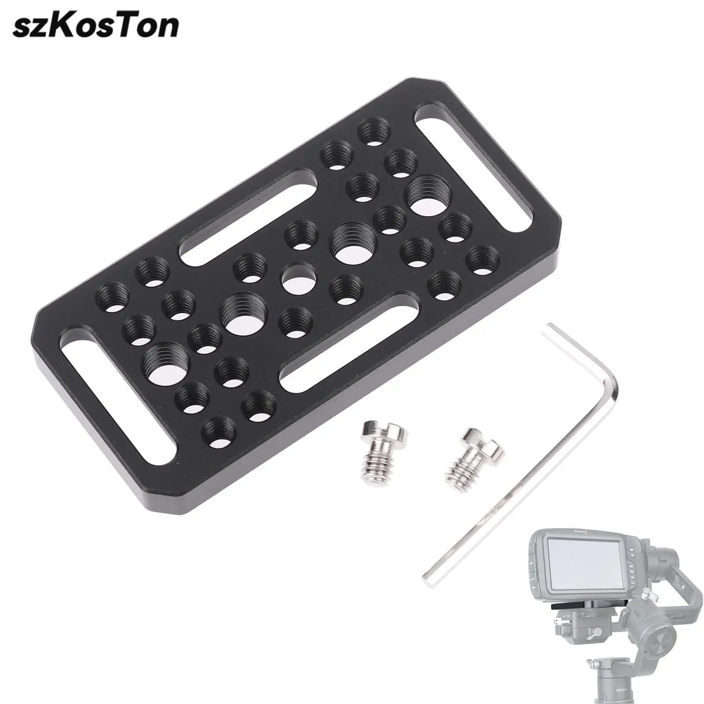 Switching Cheese Plate Camera Mount – Universal Railblock Dovetail Adapter for DSLR Camera Cage Rig with Short Rod Expansion & Accessory Mounting Plate