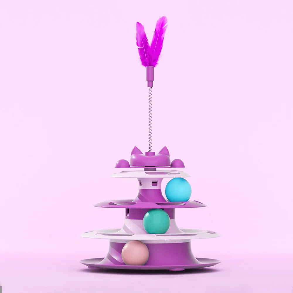 Interactive Cat Toy - Funny Turntable, Wand Stick & Ball Set for Boredom Relief