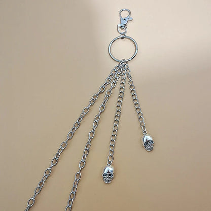 Punk Street Moon & Star Keychain – Goth Skull Rivet Waist Chain for Jeans, Unisex Rock Accessories