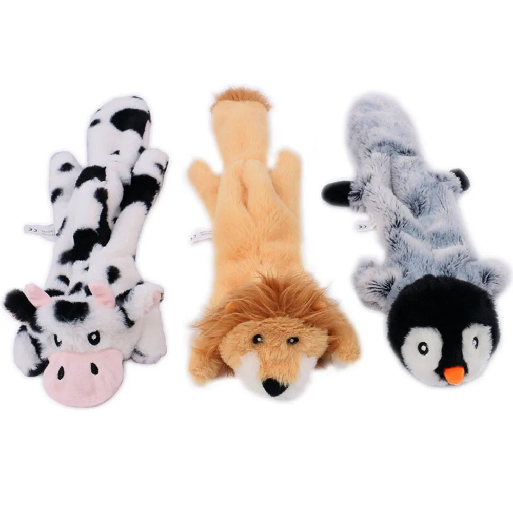 5-Pack Stuffingless Dog Toys – Funny Animal Plush Chew Toys with Squeakers & Crinkle for Dogs
