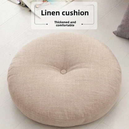 40cm Linen Seat Cushion – Soft Cotton Filled Thickened Circular Pillow for Sofa, Balcony, Office Chair & Car Seat
