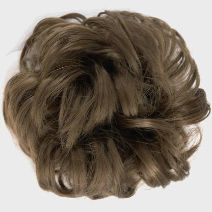 Azqueen Synthetic Messy Bun Chignon – Gray Brown Hair Bun Pad with Elastic Rope & Rubber Band Hair Extensions