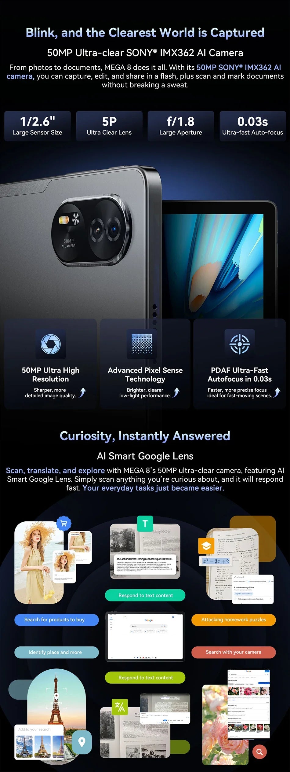 Blackview MEGA 8 Tablet – 13" FHD+ 90Hz Display, 11000mAh, Android 15, 50MP Camera, 4 Speakers, 4G Pad PC