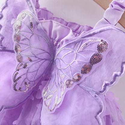 Princess Baby Girl Dress - Cute Butterfly Suspender Outfit for Ages 9 Months–3 Years