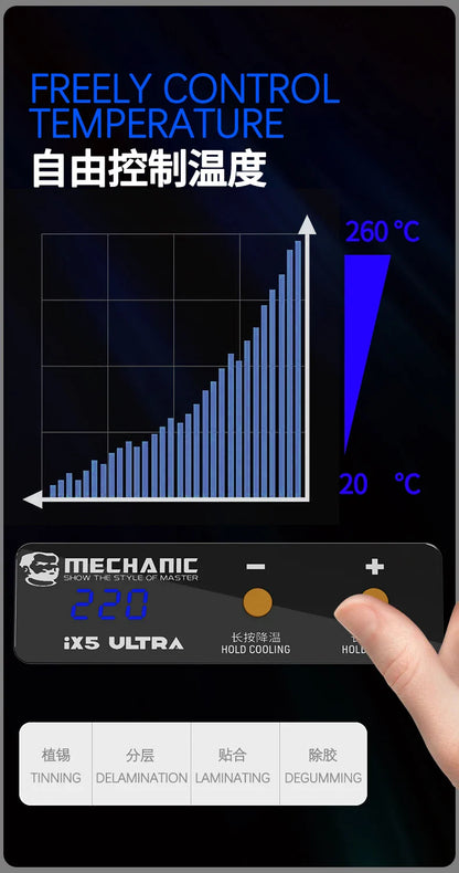 MECHANIC IX5 Universal Preheating Platform – Motherboard Layering, Tin Planting & Glue Removal Heating Table Tool