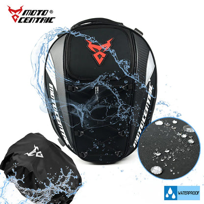MOTOCENTRIC Waterproof Motorcycle Back Seat Bag - Multifunctional Tail Bag, Rear Seat Helmet Bag, Moto Rider Backpack