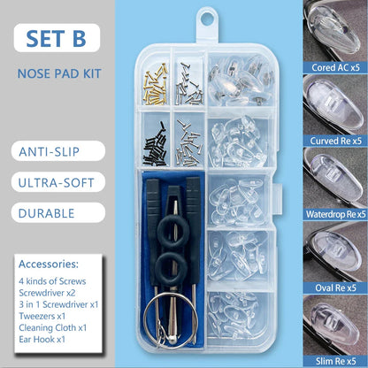 Silicone Air Chamber Nose Pads for Glasses | Anti-Slip Screw-In Eyewear Support & Accessories Kit