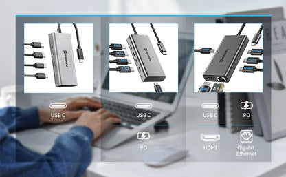 Minisopuru USB C Hub 10Gbps – USB 3.2 Type-C to USB Adapter with 100W PD for MacBook Pro, iMac & PC Accessories