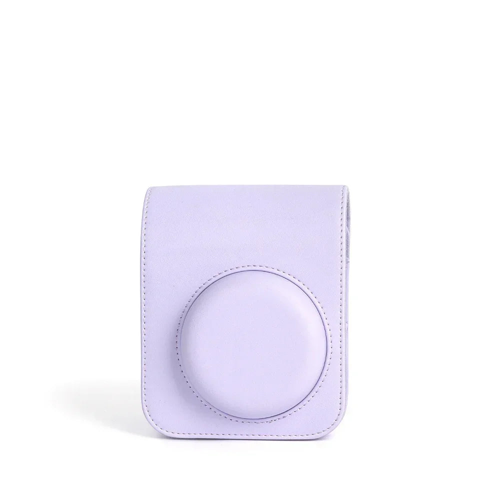 Instax Mini 12 Camera Case - PU Leather Soft Protective Travel Bag with Shoulder Strap for Fujifilm Film Cameras