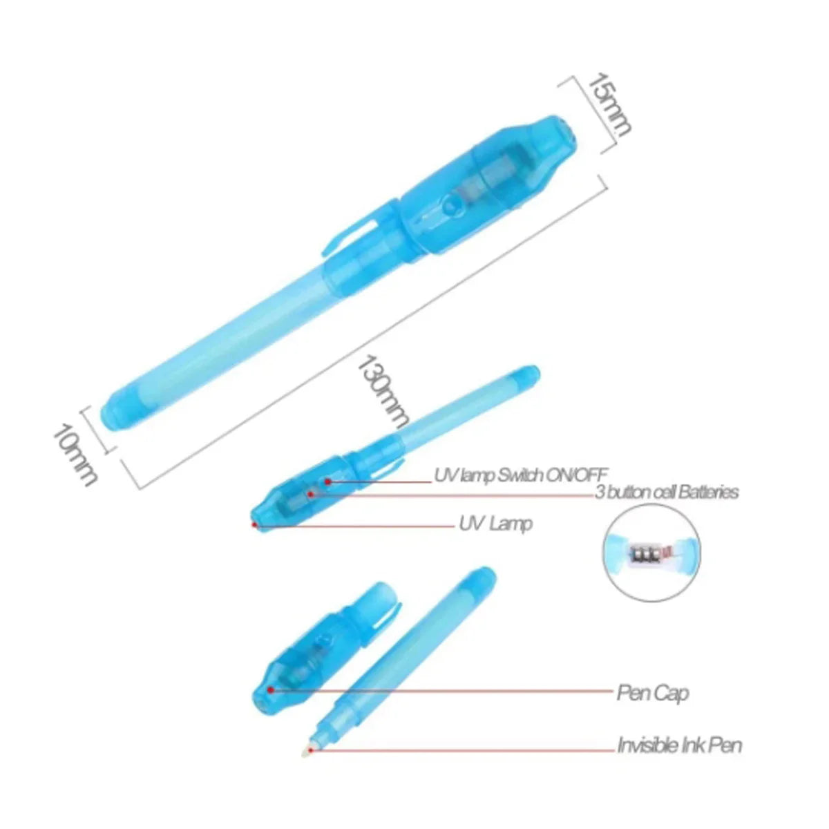 12-Pack Invisible Ink Spy Pens with UV Light — Magic Markers for Secret Messages, Party Favors & Kids’ Gifts