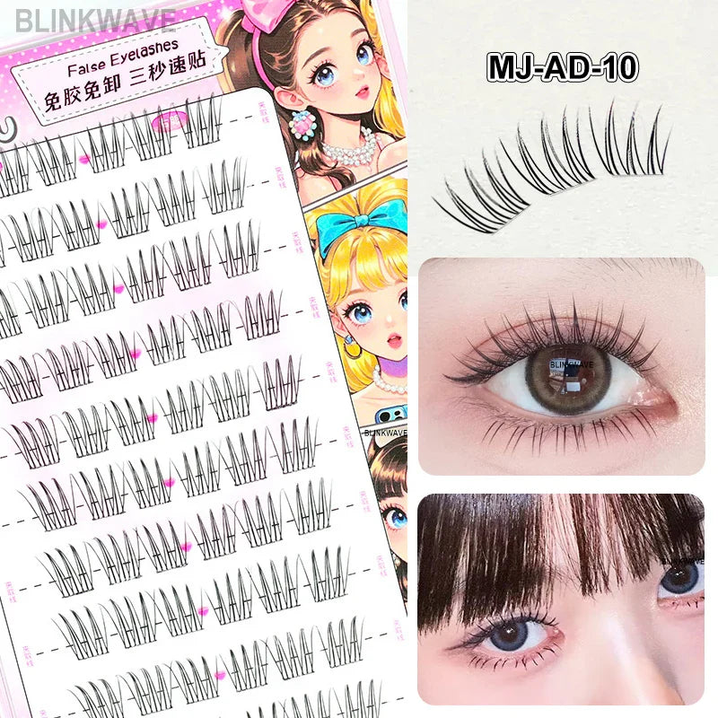 Large Capacity Girls’ Glue-Free False Eyelashes – Natural Wispy Reusable Bottom & Top Lashes, Easy Apply