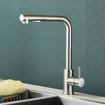 Black Flexible Pull-Out Kitchen Faucet - Stainless Steel 2-Mode Nozzle, 360° Rotating Hot & Cold Water Sink Mixer Tap