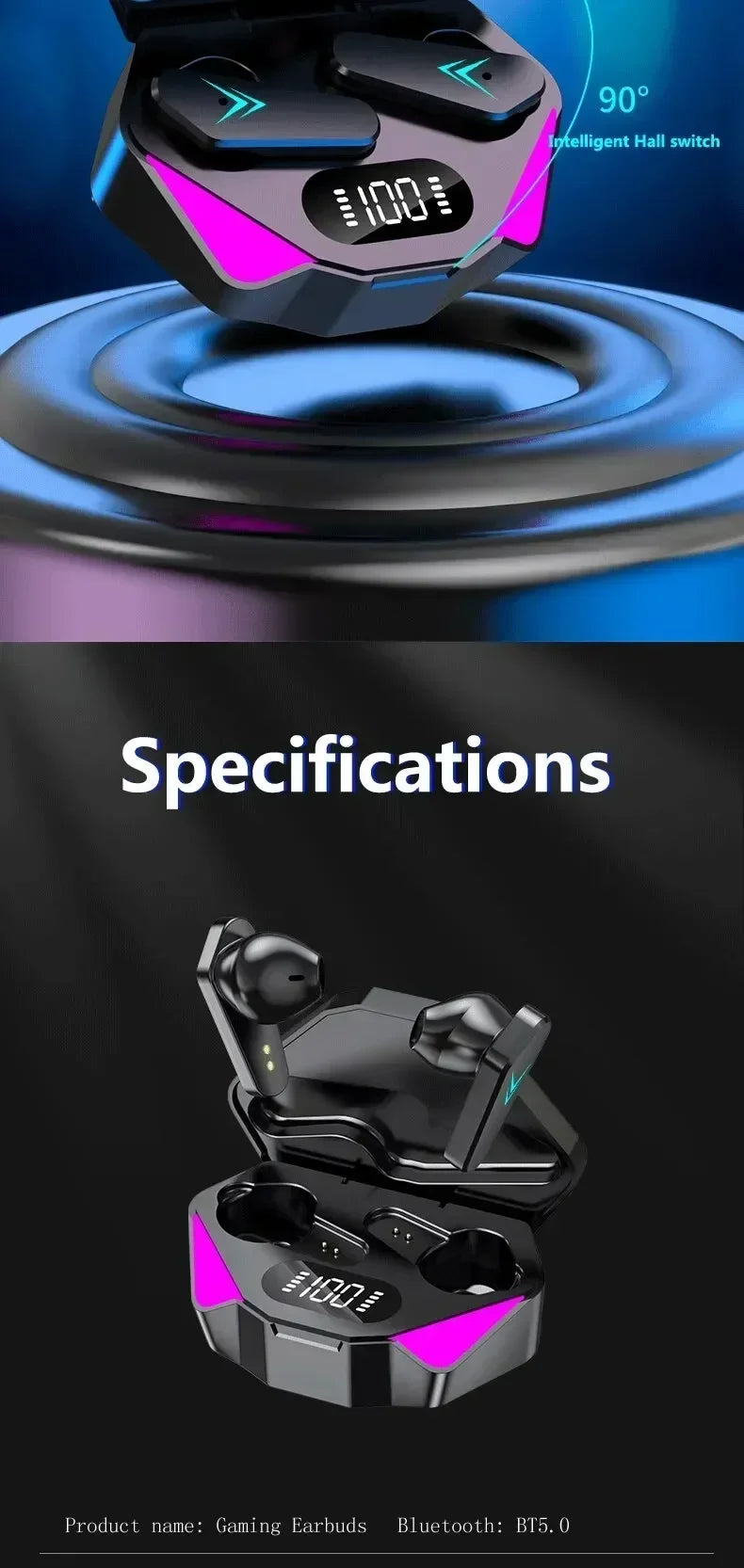 X15 TWS Wireless Bluetooth Earphones – 65ms Low Latency Gaming Earbuds with Mic for Esports & Xiaomi Devices