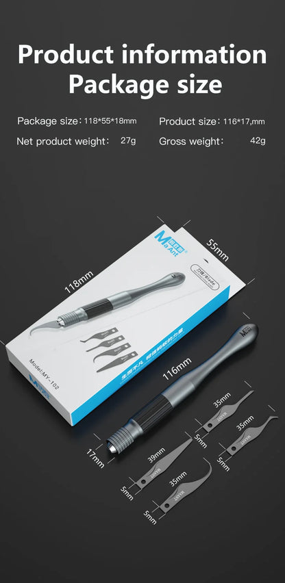 MaAnt MT-102 Hand Polished PCB Knife – Multifunctional Pry Tool for Motherboard Chip Glue Cleaning & Scraping