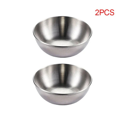 2PCS/4PCS Stainless Steel Golden Sauce Dishes – Appetizer & Seasoning Serving Tray Set for Kitchen Tableware