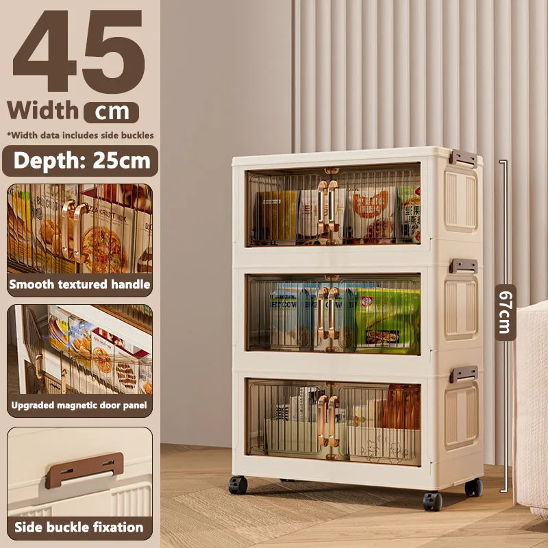 Installation-Free Foldable Storage Cabinet – Plastic Organizer for Kids’ Clothes & Snacks