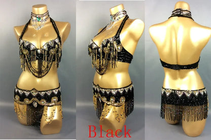 Sexy Belly Dance Costume Set for Women – 2-Piece Bra & Belt Outfit for Sizes 34D/DD,36D/DD,38/D/DDD,40B/C/D,42D/DD