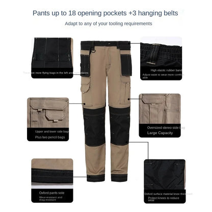 2026 Men’s Multi-Pocket Cargo Work Pants – Durable Wear-Resistant Outdoor Tactical Trousers with Utility Leg Pockets for Work and Hiking