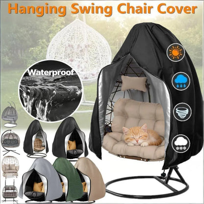 Waterproof Patio Hanging Egg Chair Cover 210D Heavy Duty – Windproof Dustproof Swing Seat Slipcover for Single & Double Garden Chairs