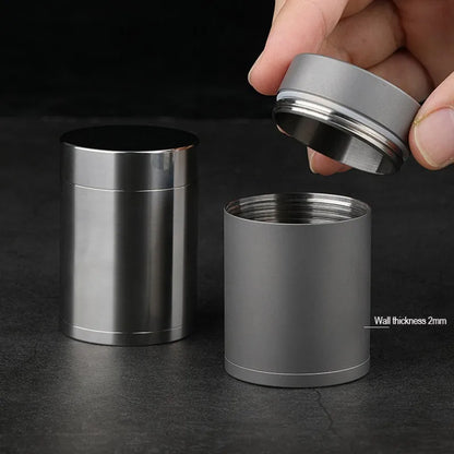 Titanium Alloy Double-Lid Airtight Jar — Waterproof Travel Storage Container for Tea, Capsules & Leaves