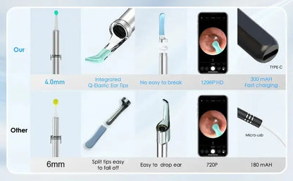 Wireless Smart Visual Ear Cleaner – 1296P Camera Otoscope Ear Wax Removal Health Care Kit