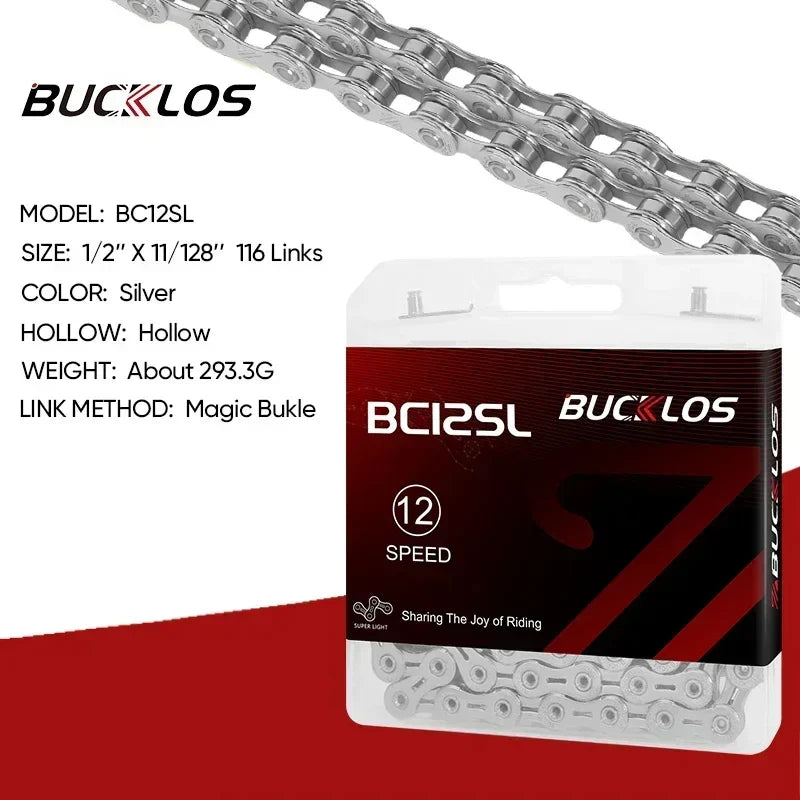 BUCKLOS MTB Bike Chain – 12 & 11 Speed Mountain & Road Bicycle Chain, Compatible with 8-12 Speed Cycling Parts