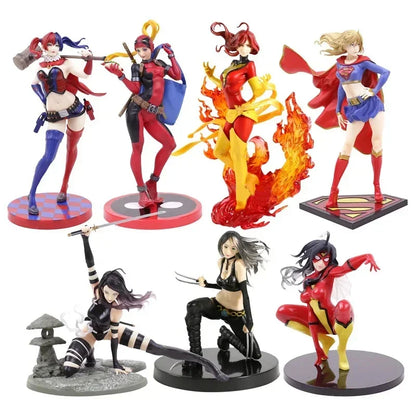 Bishoujo Statue Collection – Dark Phoenix, Lady Deadpool, Harley Quinn, Laura Kinney, Supergirl, Spider-Woman & Psylocke Action Figures