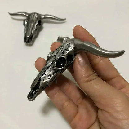 Outdoor EDC Stainless Steel Bull Head Tool – Multi-Function Pocket Cutter, Necklace Pendant & Defensive Window Breaker