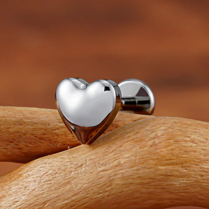 Right Grand ASTM F136 Titanium 16G Heart Flat Back Labret Stud – Monroe, Lip, Helix, Tragus, Conch & Earlobe Cartilage Piercing Body Jewelry