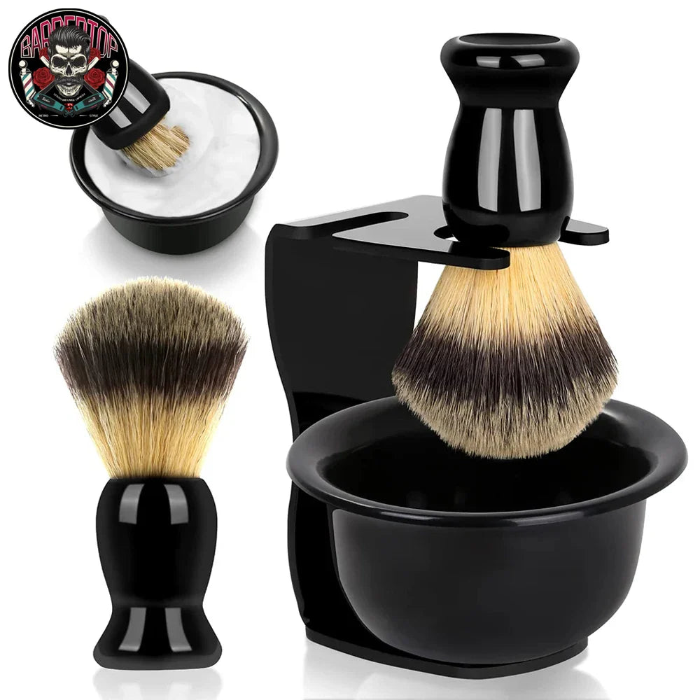 3-in-1 Men’s Shaving Brush Bowl Set – Stainless Steel Durable Shaving Mug with Brush and Soap Dish