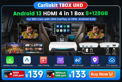 CarlinKit 5.0 & 4.0 Wireless CarPlay & Android Auto Adapter — Waze, Music, Spotify for Audi, Golf, Peugeot, Mazda, KIA, Mercedes, MG