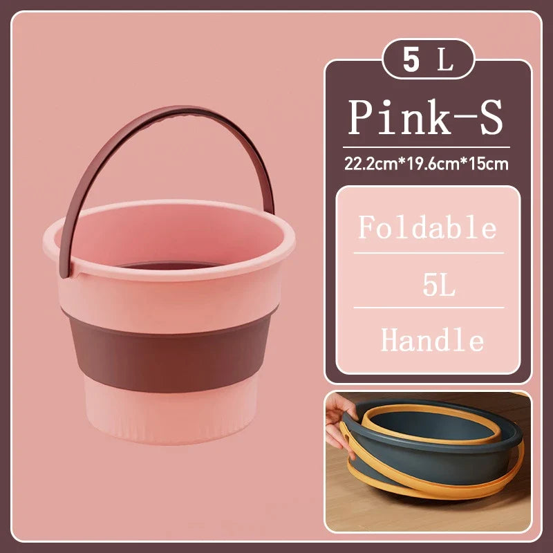 Portable Foldable Silicone Bucket - 5/10/17L Collapsible Basin for Camping, Laundry, Car Wash, Fishing & Household Use