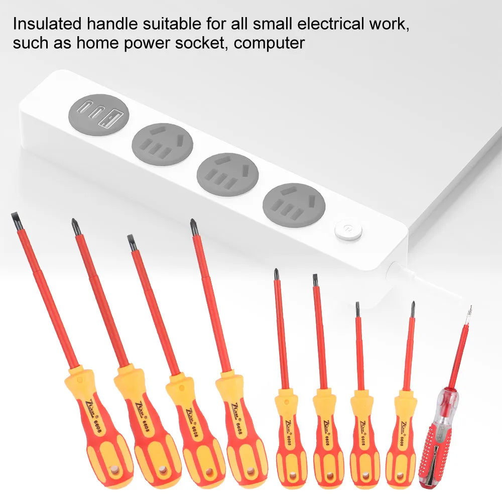 Magnetic Insulated Screwdriver Set – Phillips & Slotted Bits, Multifunctional Hand Tools for Electricians