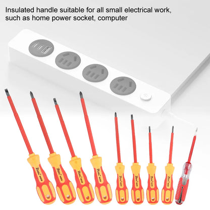 Magnetic Insulated Screwdriver Set – Phillips & Slotted Bits, Multifunctional Hand Tools for Electricians