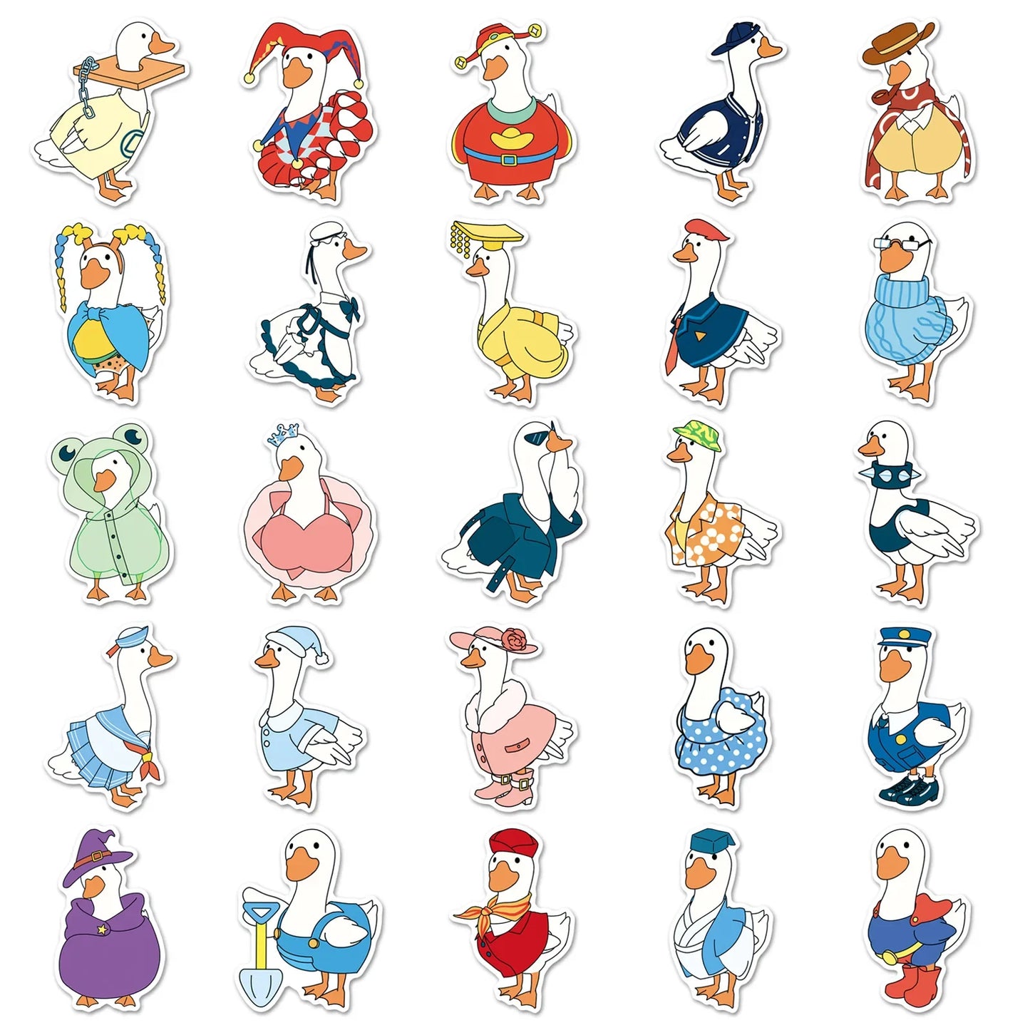 50PCS Cartoon Goose Stickers - Cute Waterproof Animal Decals for Water Bottles, Laptops, Skateboards & Luggage
