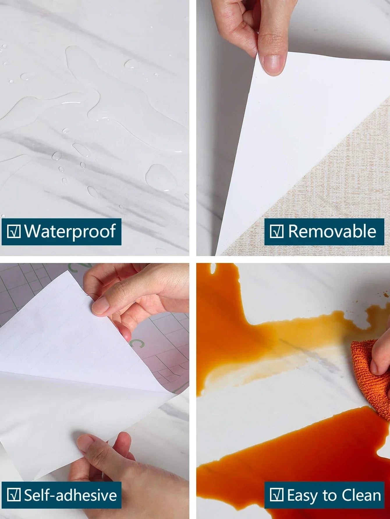 Pearl White PVC Self-Adhesive Wallpaper - DIY Decorative Film for Furniture Renovation, Waterproof Wall Paper for Kitchen Cabinets