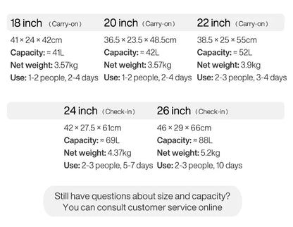 Mixi PC Aluminum Frame Suitcase — Front-Opening Rolling Travel Luggage, 20", 24" & 26" Carry-On M9291