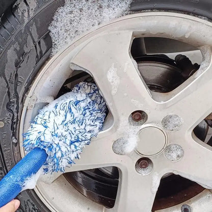 Car Wash Super Brush - Plush Premium Wheels Brush with Non-Slip Handle, Easy Cleaning for Rims, Spokes, Wheel Barrel, Car Accessories