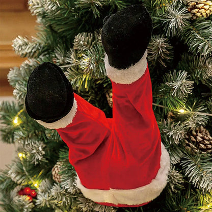 Fun Christmas Tree Leg Decoration | Plush Topper & Sticky Holiday Tree Ornament