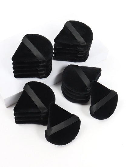 Black Triangle Makeup Puff - Soft Velvet Facial Sponge for Foundation Blending and Cosmetic Application