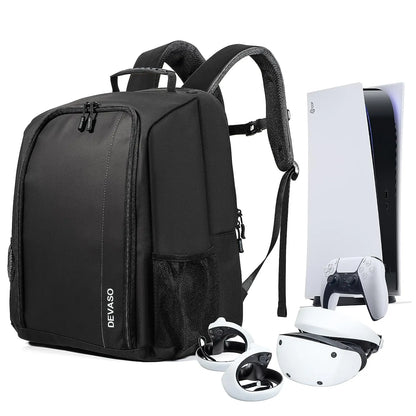 Gaming Console Backpack for PS5 & PSVR2 – Large Capacity Travel Storage Bag for Console, Controllers & Accessories
