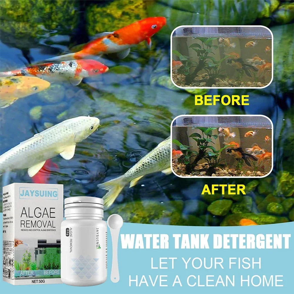 50g Aquarium Moss Remover – Fish Tank Water Purification & Algae Cleaning Powder, Includes Spoon for Easy Use