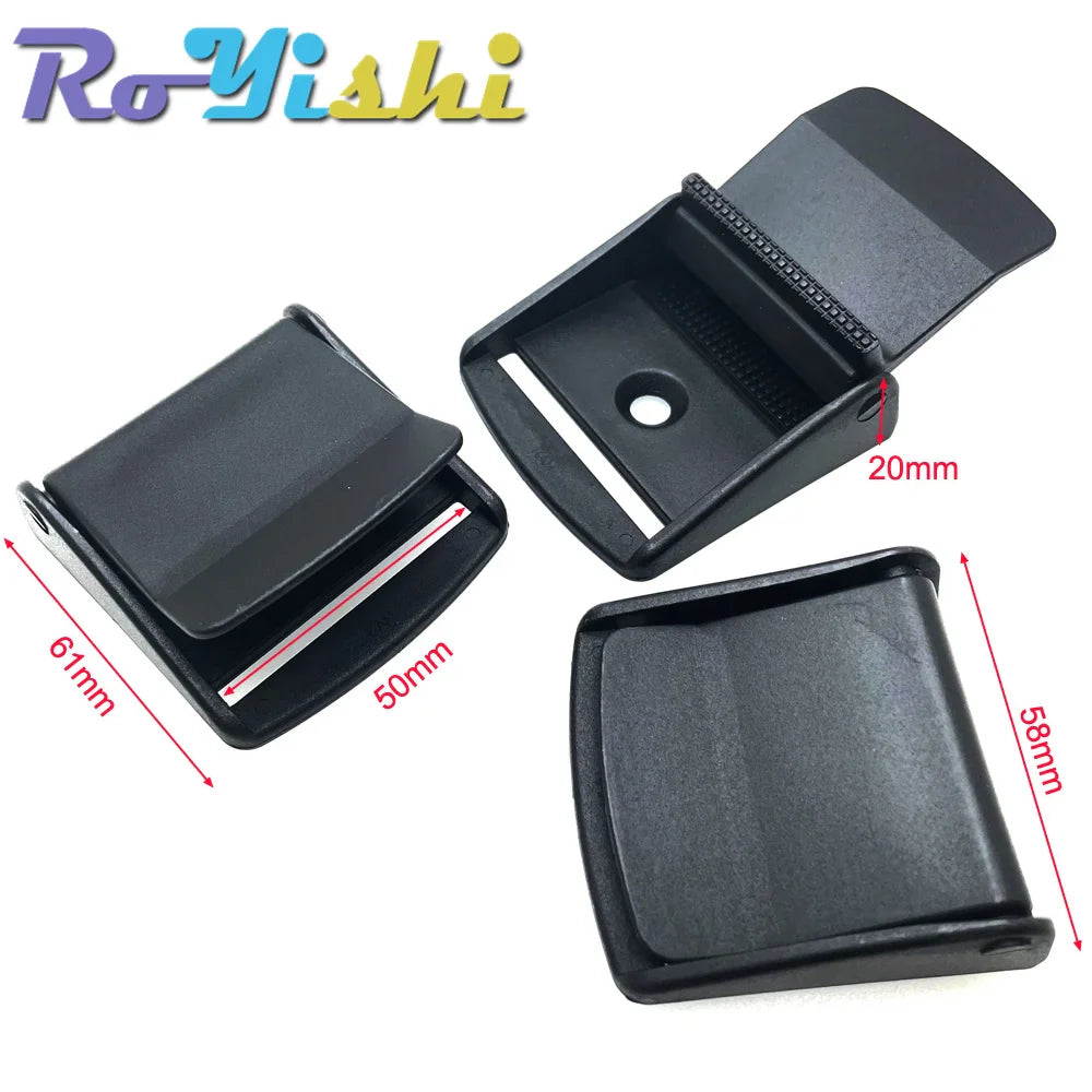 5Pcs Plastic Cam Buckle Set – Adjustable Black Toggle Clips for Backpack Straps & Webbing (5/8”–2” Sizes)
