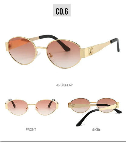 Luxury Metal Brand Sunglasses for Men & Women – Unisex Designer Oval Fashion Eyewear UV400 Shades
